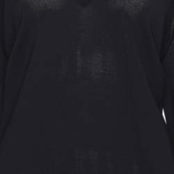 Pre Owned سترة مارينا رينالدي كحلي مطاطي محبوكة برقب ة على شكل حرف V مقاس كبير