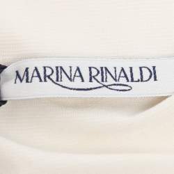 مملوكة مسبقًا بلوزة مارينا رينالدي بياقة دائرية وأكمام قصيرة من قماش الجيرسي باللون الكريمي مقاس كبير