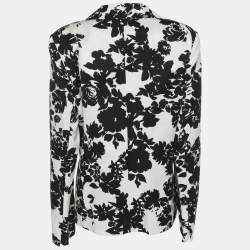 مملوكة مسبقًا Marina Rinaldi Black/White Ottoman Print Single Breasted Blazer L