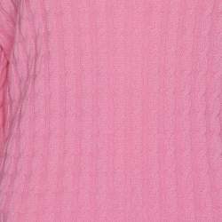 Pre Owned Voyage by Marina Rinaldi Pink Cable Knit V Neck Sweater L