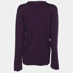 Pre Owned سترة مارينا رينالدي بنفسجي محبوك مطاطي مزيّنة بالكريستال مقاس كبير