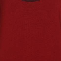 Pre Owned Marina Sport by Marina Rinaldi Red Stretch Knit Scoop Knit Short Sleeve Sweater XL