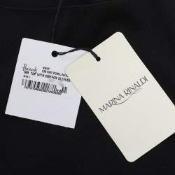 Pre Owned بلوزة مارينا رينالدي بأكمام شيفون وجيرسي أسود مقاس كبير