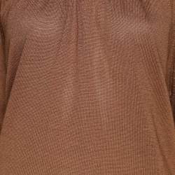 مملوكة مسبقًا Marina Rinaldi Brown Stretch Knit 3/4 Sleeve Sweater XL