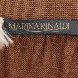 مملوكة مسبقًا Marina Rinaldi Brown Stretch Knit 3/4 Sleeve Sweater XL