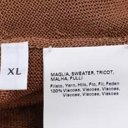 مملوكة مسبقًا Marina Rinaldi Brown Stretch Knit 3/4 Sleeve Sweater XL