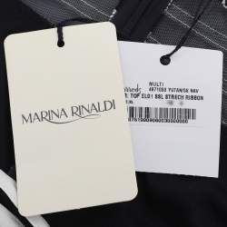 مملوكة مسبقًا توب جيرسي مارينا رينالدي شريط كحلي/أبيض بياقة مستديرة مقاس كبير جدًا