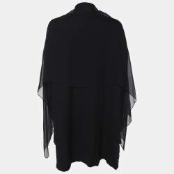 مملوكة مسبقًا سترة مارينا رينالدي سوداء جيرسي/شيفون متصلة مقاس كبير