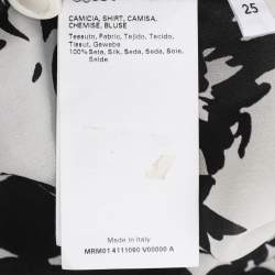 Pre Owned قميص مارينا رينالدي شيفون بأكمام طويلة مطبوع بالأبيض والأسود مقاس كبير