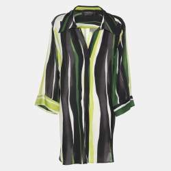 Pre Owned Marina Rinaldi Multicolor Stripe Silk Shirt L