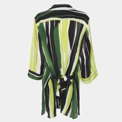 Pre Owned Marina Rinaldi Multicolor Stripe Silk Shirt L