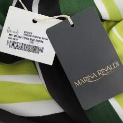 مملوكة مسبقًا Marina Rinaldi Multicolor Striped Silk Sleeveless Dress L