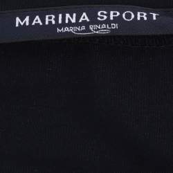 Pre Owned تي شيرت مارينا سبورت من مارينا رينالدي جيرسي أزرق كحلي برقبة على شكل حرف V بأكمام طويلة مقاس كبير