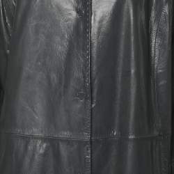 Pre Owned Marina Rinaldi Grey Synthetic Leather Long Jacket L