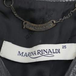 Pre Owned Marina Rinaldi Grey Synthetic Leather Long Jacket L