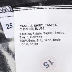 Pre Owned Marina Rinaldi Black/White Printed Silk Button Front Dress L