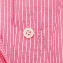 Pre Owned Marina Rinaldi Pink Striped Cotton Button Front Short Sleeve Shirt L