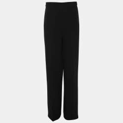 Pre Owned Marina Rinaldi Black Crepe Wide Leg Trousers L