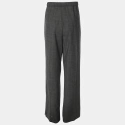 Pre Owned Marina Rinaldi Grey Fleece Wool Trousers L