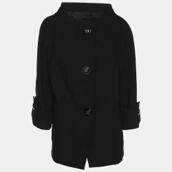 Pre Owned Marina Sport by Marina Rinaldi Black Fleece Wool Blazer L