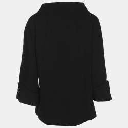 Pre Owned Marina Sport by Marina Rinaldi Black Fleece Wool Blazer L