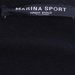 Pre Owned Marina Sport by Marina Rinaldi Navy Blue Stretch Knit Button Front Sweater L 