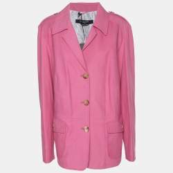 Pre Owned Marina Sport by Marina Rinaldi Pink Leather Breasted Blazer L