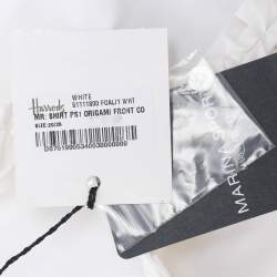 مملوكة مسبقًا قميص بأكمام طويلة مارينا سبورت من مارينا رينالدي بقطن مخلوط بتفاصيل أوريغامي أبيض مقاس كبير