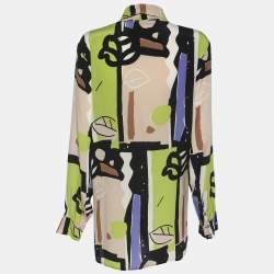 Pre Owned Marina Rinaldi Multicolor Printed Silk Shirt L