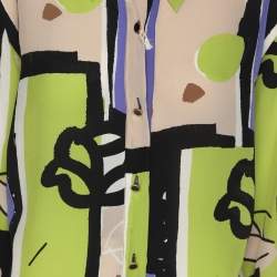 Pre Owned Marina Rinaldi Multicolor Printed Silk Shirt L