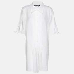 Pre Owned Marina Sport by Marina Rinaldi White Linen Dress L