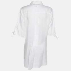 Pre Owned Marina Sport by Marina Rinaldi White Linen Dress L