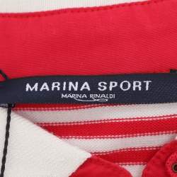 Pre Owned Marina Sport by Marina Rinaldi Red/White Striped Knit Polo T-Shirt XL