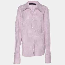 Pre Owned Marina Sport by Marina Rinaldi Pink/White Stipe Long Sleeve Shirt L