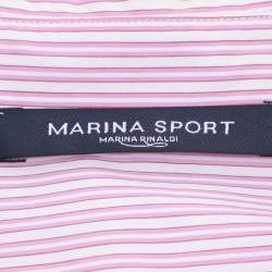 Pre Owned Marina Sport by Marina Rinaldi Pink/White Stipe Long Sleeve Shirt L