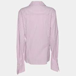 Pre Owned Marina Sport by Marina Rinaldi Pink/White Stipe Long Sleeve Shirt L