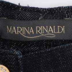 Pre Owned بنطلون جينز مارينا رينالدي أزرق دينم مرصع بالكريستال مقاس إكسترا كبير