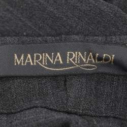 Pre Owned بنطلون مارينا رينالدي صوف رمادي داكن مزيج مقاس كبير (لارج)