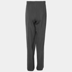 Pre Owned بنطلون مارينا رينالدي صوف رمادي داكن مزيج مقاس كبير (لارج)