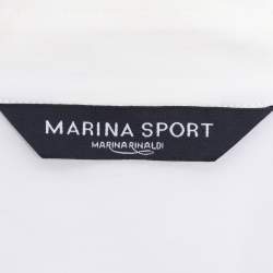Pre Owned Marina Sport by Marina Rinaldi White Stretch Cotton Pleated Front Long Sleeve Shirt L