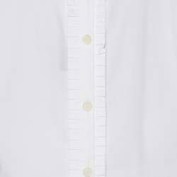 Pre Owned Marina Sport by Marina Rinaldi White Stretch Cotton Pleated Front Long Sleeve Shirt L