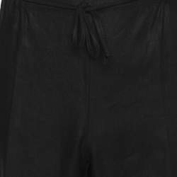 Pre Owned Marina Rinaldi Black Linen Drawstring Trousers L