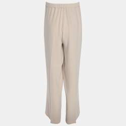 Pre Owned Marina Rinaldi Beige Crepe Trousers L