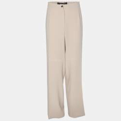 Pre Owned Marina Rinaldi Beige Crepe Trousers L