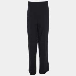Pre Owned Marina Rinaldi Navy Blue Crepe Trousers L