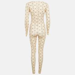 Marine Serre Beige Printed Jersey Jumpsuit L
