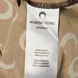 Pre Owned Marine Serre Brown All Over Moon Jersey Fitted Top S