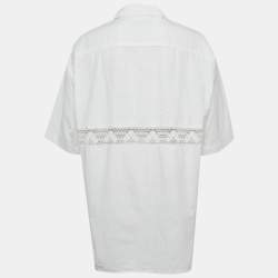 Pre Owned قميص مارين سير وايت لاين أبيض قطن مزين بدانتيل مطرز مقاس صغير (سمول)