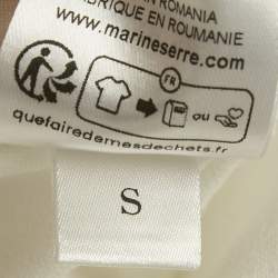 Pre Owned قميص مارين سير وايت لاين أبيض قطن مزين بدانتيل مطرز مقاس صغير (سمول)