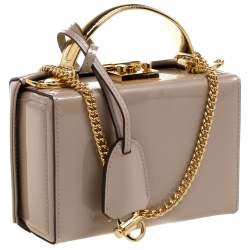 Pre Owned Mark Cross Beige Patent Leather Mini Grace Box Bag